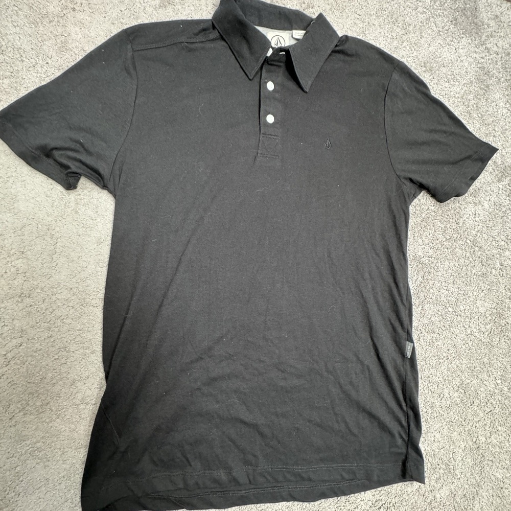 Volcom Men's Small Short Sleeve Polo Black Cotton Blend